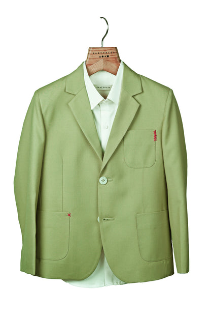 Pista Green Terry Rayon Blazer Set.