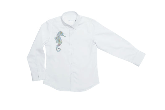 Sea Horse Shirt With Dressy Shine