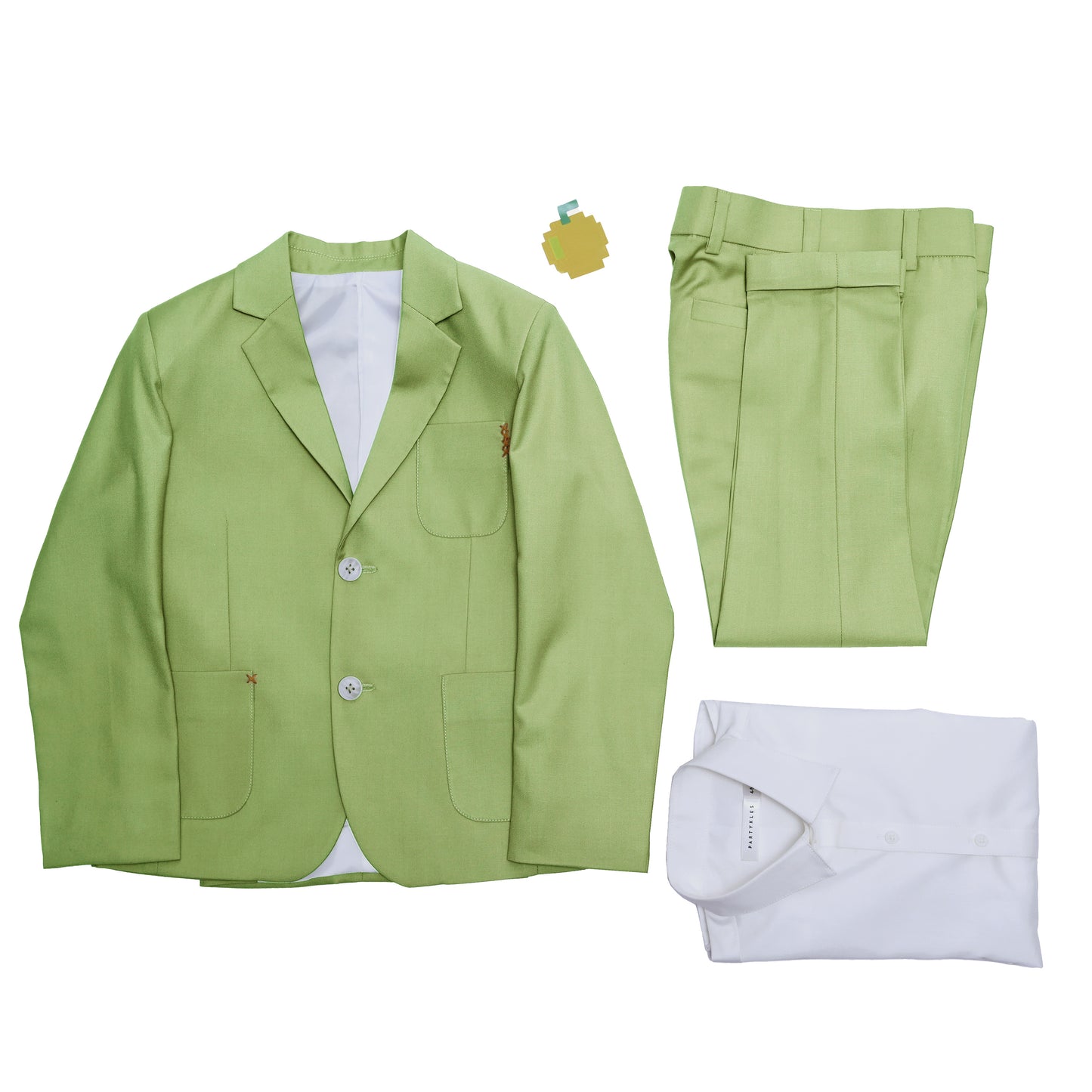 Pista Green Terry Rayon Blazer Set.