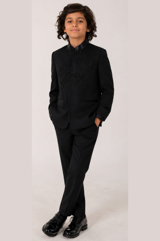Black on black crystal bandgala set