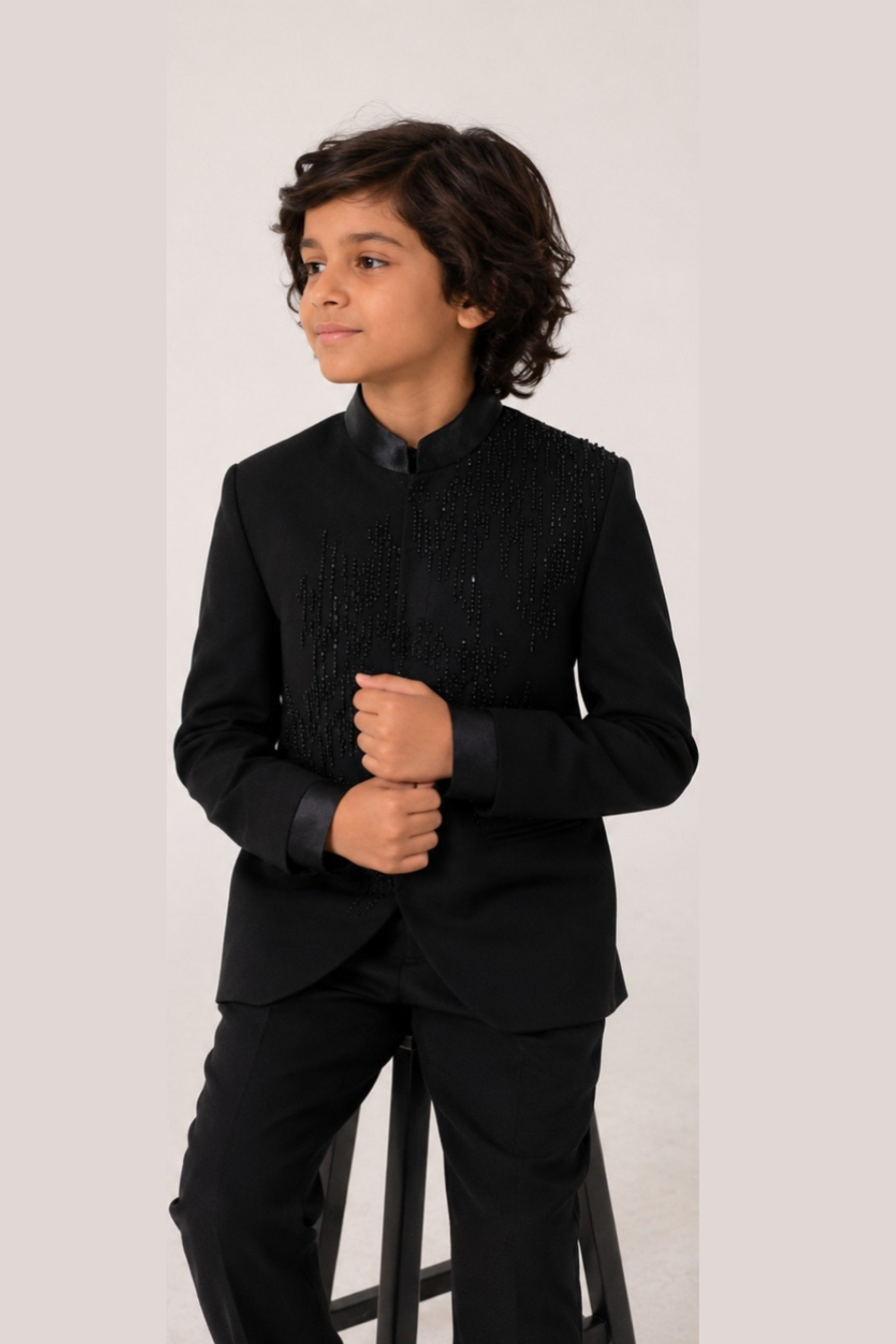 Black on black crystal bandgala set
