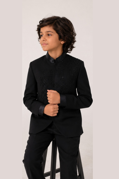 Black on black crystal bandgala set