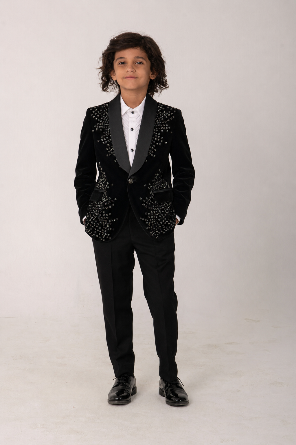 Black abstract velvet tuxedo