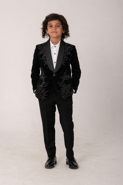 Black abstract velvet tuxedo