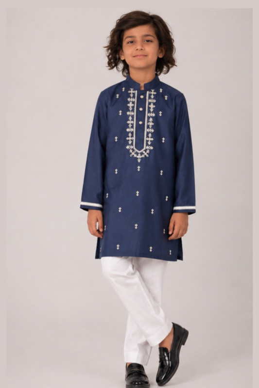 Navy mirror kurta set