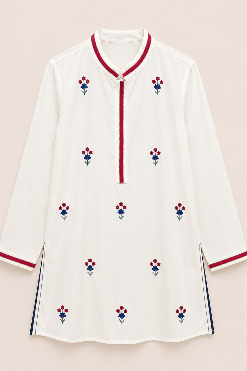 WHITE BOOTI KURTA SET