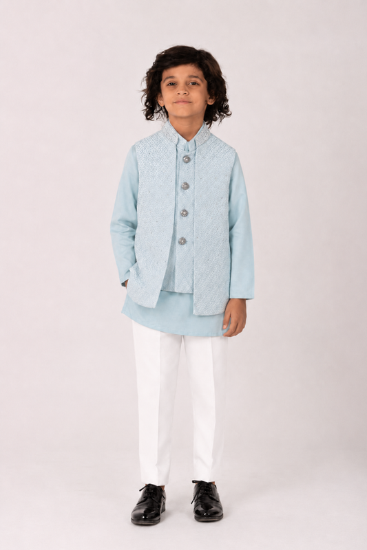 Ice blue Achkan set