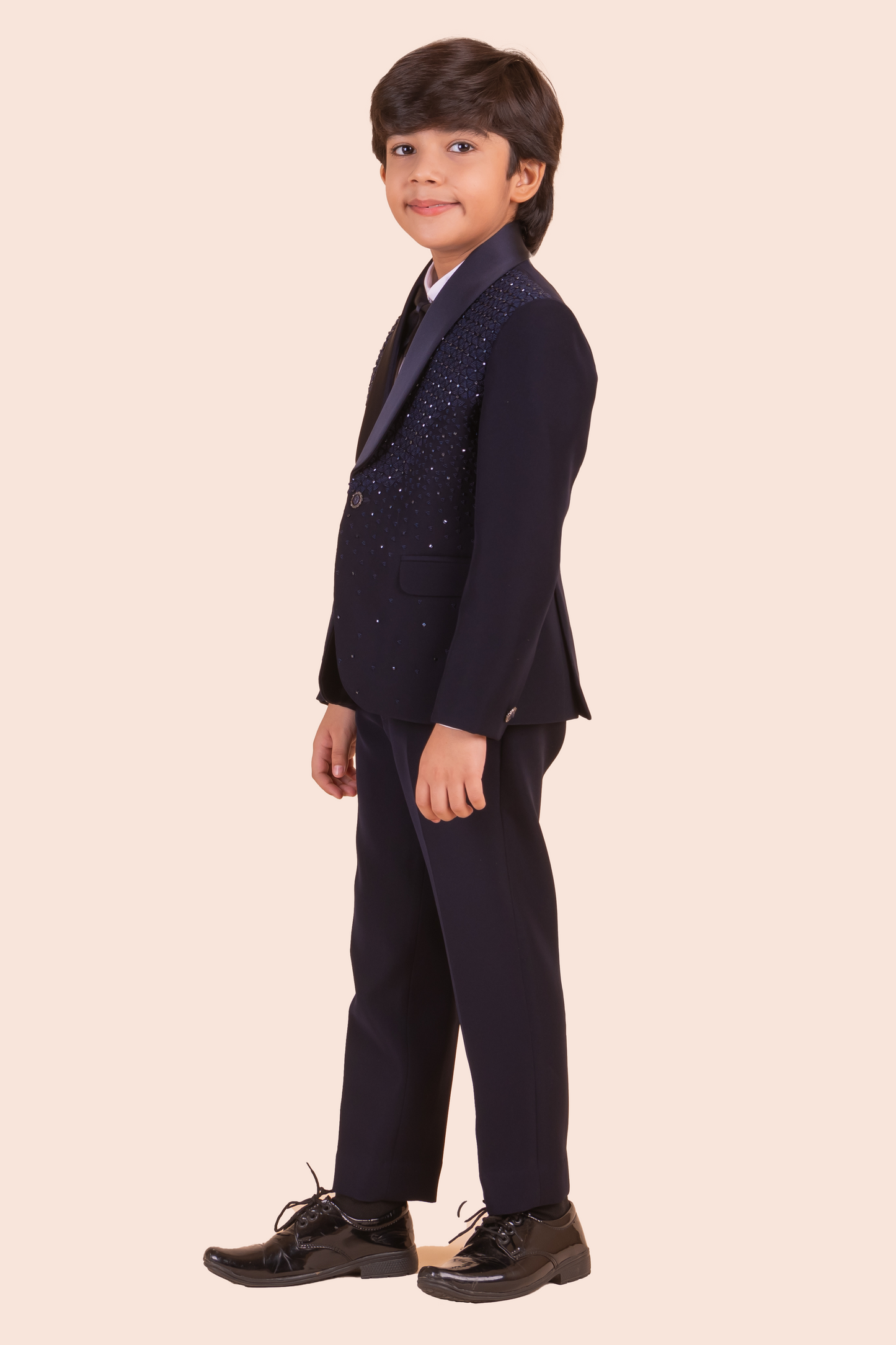 Navy Blue Tuxedo With Hand Embroidery