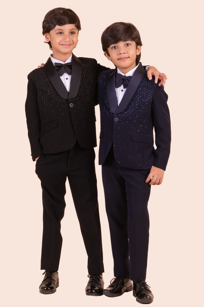 Navy Blue Tuxedo With Hand Embroidery
