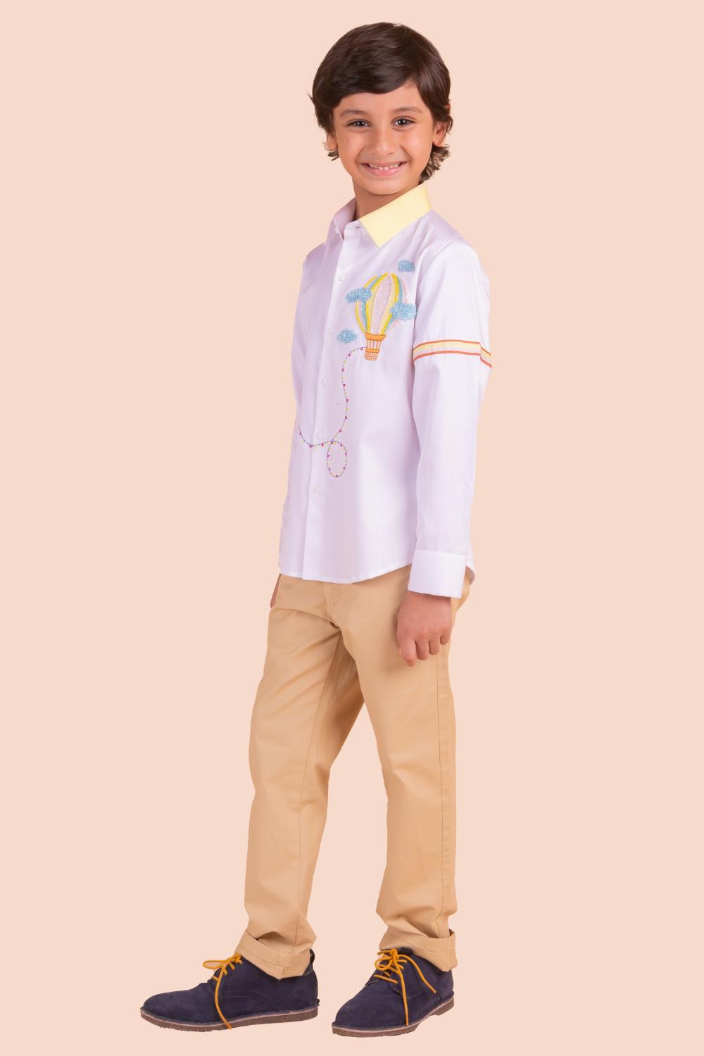 Hot air Balloon and Aeroplane Embroidery Shirt.