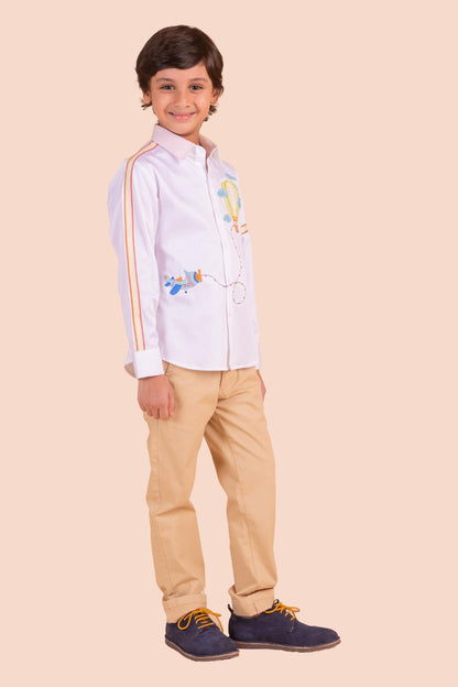 Hot air Balloon and Aeroplane Embroidery Shirt.