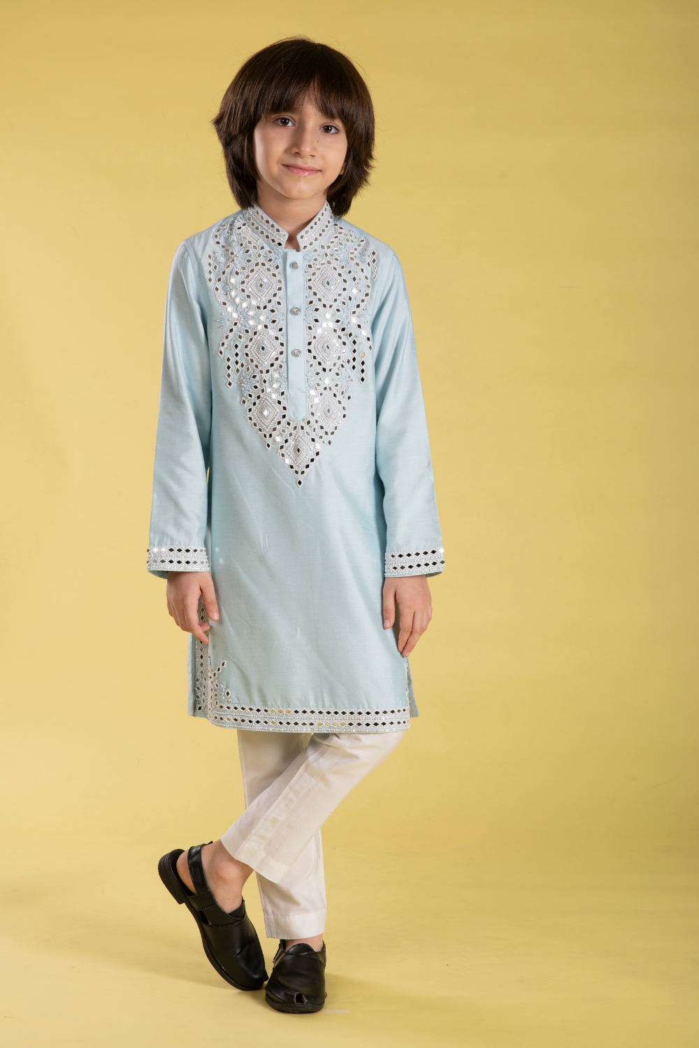 ICE BLUE MIRROR KURTA