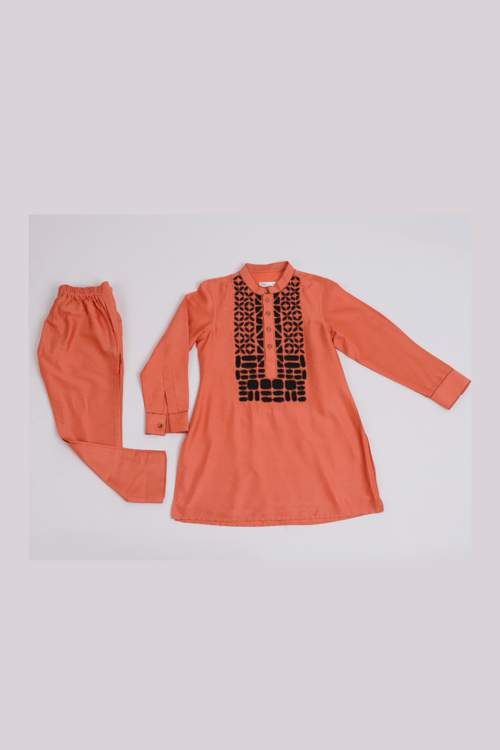 Rust Kurta Set With Front Design