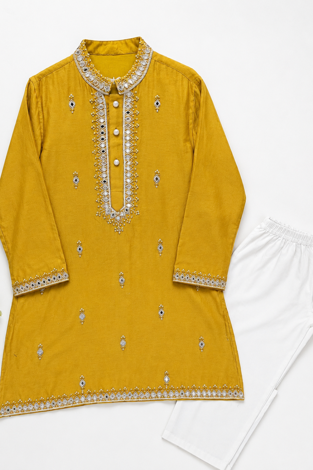 Mustard mirror kurta