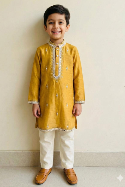 Mustard mirror kurta