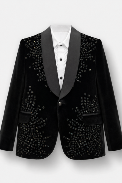 Black abstract velvet tuxedo
