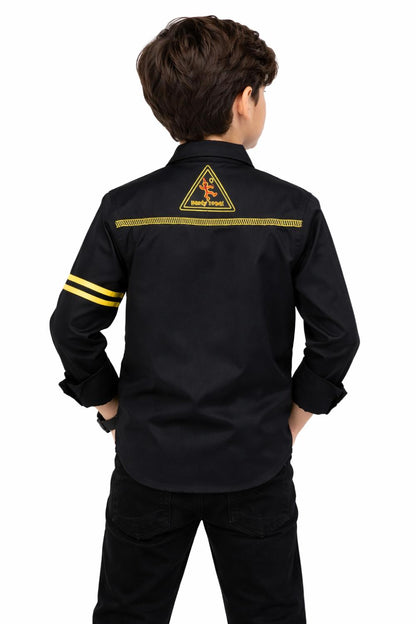 BLACK SHIRT WITH TRACTOR EMBROIDERY