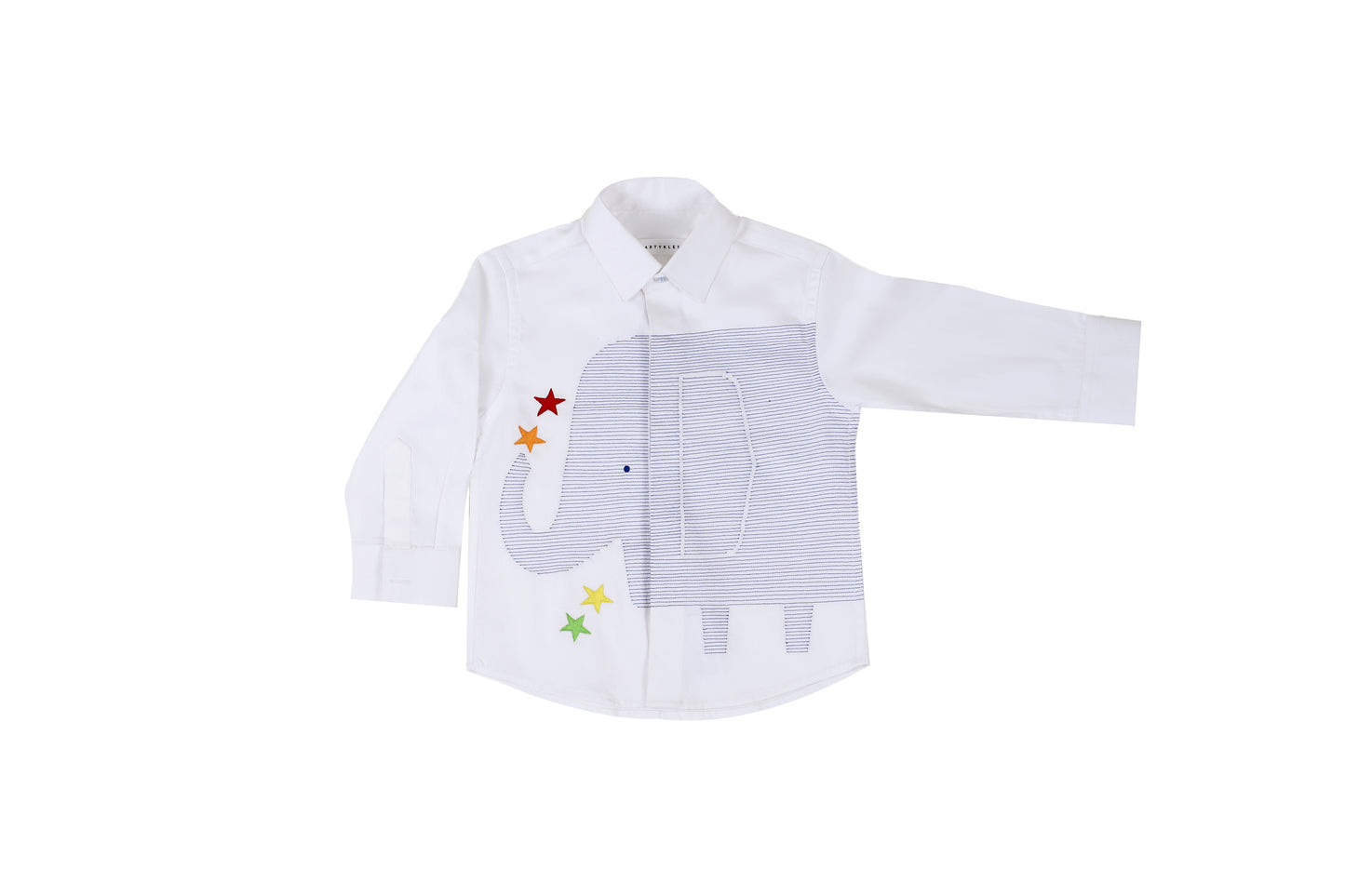 Elephant gazing stars embroidery shirt