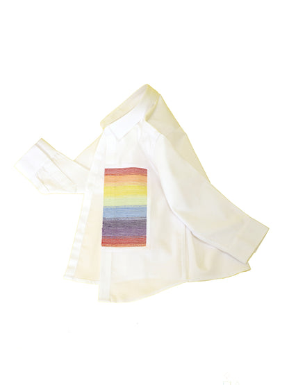 White Shirt With Half Patchwork For Boys